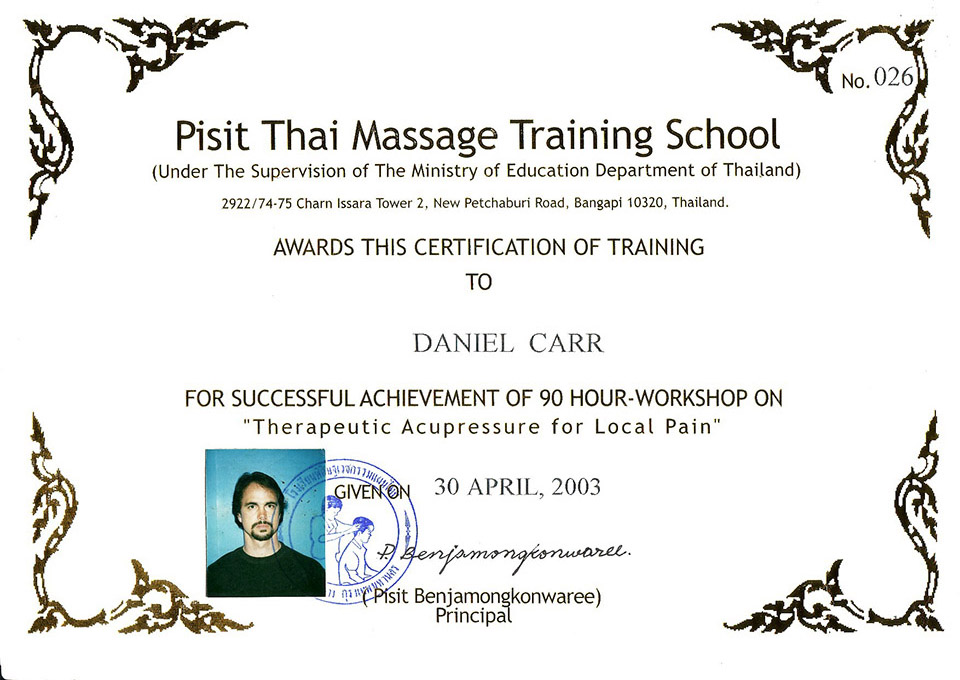 Pisit Massage Chronic Pain Certificate